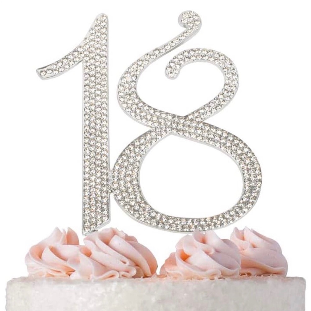 18 Silver Rhinestone Cake Topper